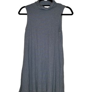 BLUE AND GRAY STRIPED TANK DRESS